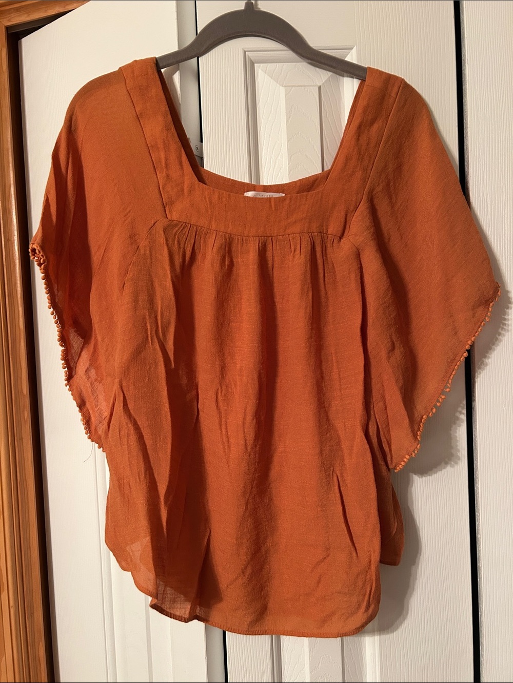 LC Lauren Conrad Burnt Orange Square-Neck Tunic Top